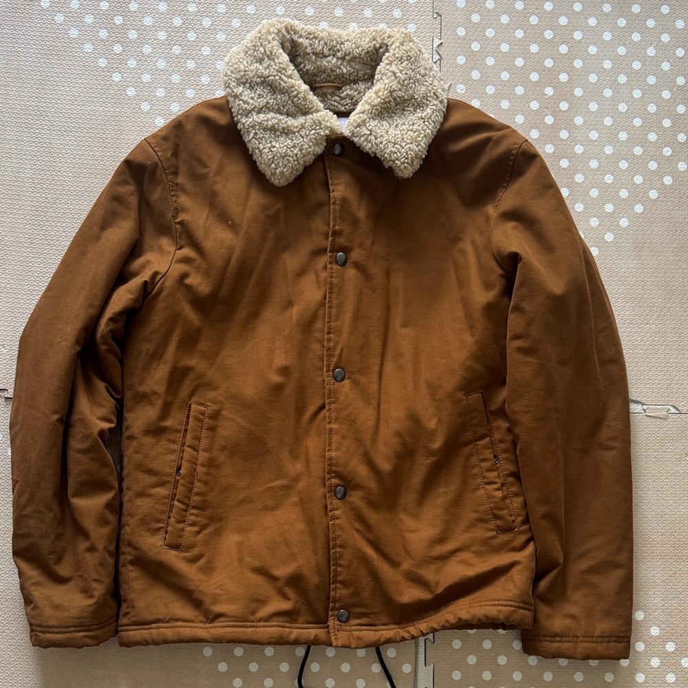 Zara Men's Tan Jacket with Sherpa Collar